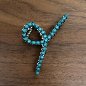 Faux Turquoise Beaded hair clip